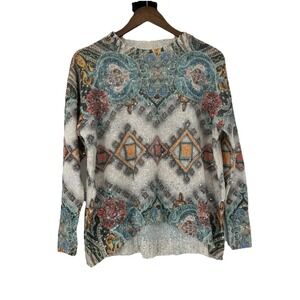 Nicole Sabbattini Metallic Shimmery Tie-Dye Sweater M Artsy Art To Wear Sparkle